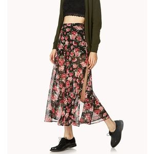 2/8 F21 floral maxi skort new xs high waist trendy